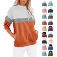 thumbnail image 1 of Vmvidoty Women Sweatshirts Colorblock Crew Neck Long Sleeve 2026 Fall Trendy Clothes Sweat Shirts Winter Tops Orange L, 1 of 5