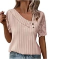 thumbnail image 1 of Vmvidoty Women's Asymmetrical Neck Tops Cut Out T Shirt with Print Floral Lace Graphic Short Sleeve Pink L, 1 of 5