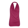 thumbnail image 1 of Vmvidoty Women's Casual Halter Neck Draped Front Open Back Tank Top Wine S, 1 of 3
