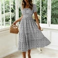 thumbnail image 1 of Vmvidoty Women's Floral Boho Maxi Dresses Flowy Short Sleeve A Line Polka Dot Smocked Beach Sundress Summer Vacation Clothes Black S, 1 of 8