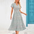 thumbnail image 1 of Vmvidoty Women's Floral Maxi Dress 2026 Spring Short Sleeve V Neck A Line Long Flowy Spring Party Boho Dresses White L, 1 of 9