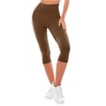 thumbnail image 1 of Vmvidoty Women's High Waist Fitted Solid Capri Leggings Brown m, 1 of 7