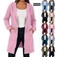 thumbnail image 1 of Vmvidoty Women's Long Hooded Sweatshirt Trench Coat Full Zip Drawstring Adjustable Waist Oversized with Pockets Pink XL, 1 of 10