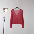 thumbnail image 1 of Vmvidoty Women's Long Sleeve Loose Cardigan Sweater Lightweight Open Front Dressy Causal Shrug Spring Fashion Red L, 1 of 5