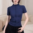 thumbnail image 1 of Vmvidoty Women's Short Sleeve Slim Fit Athletic Jacket Full Zip Workout Tops Solid Color Fitness Clothing Blue M, 1 of 4