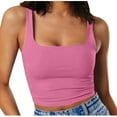 thumbnail image 1 of Vmvidoty Women's Sleeveless Strappy Tank Square Neck Workout Fitness Casual Basic Crop Tops Pink XXL, 1 of 6
