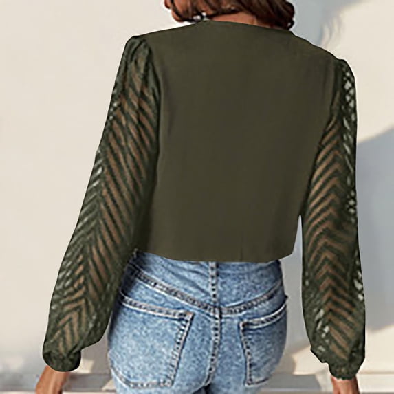 Vmvidoty Women's Solid Color V-Neck Pleated Lace Long Sleeved Jumpsuit Army Green L( Women's or Women's Plus )