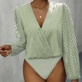 thumbnail image 1 of Vmvidoty Women's Solid Color V-Neck Pleated Lace Long Sleeved Jumpsuit Mint Green S( Women's or Women's Plus ), 1 of 4