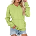 thumbnail image 1 of Vmvidoty Women's V-Neck Drop Shoulder Sweatshirt Casual Loose Fit Long Sleeve Pullover with Pockets(Green, S), 1 of 7