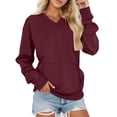 thumbnail image 1 of Vmvidoty Women's V-Neck Drop Shoulder Sweatshirt Casual Loose Fit Long Sleeve Pullover with Pockets(Wine, XL), 1 of 7
