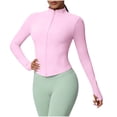 thumbnail image 1 of Vmvidoty Women's Workout Athletic Jacket Lightweight Zip Up Yoga Slim Fit Tops Pink M, 1 of 6
