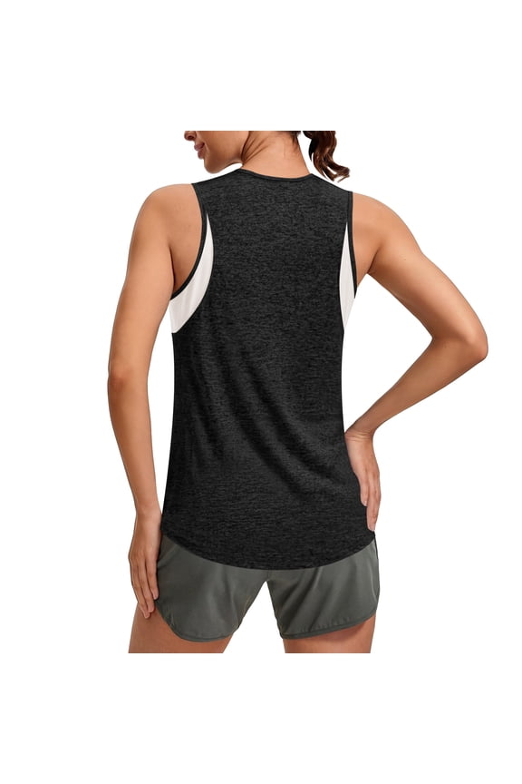 Women's Workout Tank Tops,Sleeveless Active Athletic Running Gym Mesh Shirts U Neck for Running,Yoga,Tennis Black M