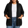 thumbnail image 1 of Vmvidoty Women's and Women's Plus Size Cardigan for Women 3/4 Sleeve Casual Open Front Light Cardigan Black 3XL, 1 of 10