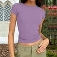 thumbnail image 1 of Vmvidoty Womens Basic T Shirts Summer Tops 2026 Crop Short Sleeve Slim Fit Tee Cute Gym Workout Clothes Purple XL, 1 of 7