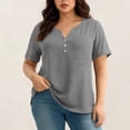 thumbnail image 1 of Vmvidoty Womens Dressy Casual Tops Short Sleeve V Neck Shirts Comfy Business Work Blouse Gray XXXXXL, 1 of 9