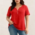 thumbnail image 1 of Vmvidoty Womens Dressy Casual Tops Short Sleeve V Neck Shirts Comfy Business Work Blouse Red XXL, 1 of 9