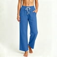 thumbnail image 1 of Vmvidoty Womens Fall Linen Pants Winter Casual Wide Leg with Pockets Blue S, 1 of 6