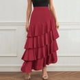 thumbnail image 1 of Vmvidoty Womens Lace Midi Skirts High Waist Y2K Asymmetrical Layered Flowy Fairy Skirts Floral Beach Long Skirt Wine M, 1 of 6