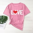 thumbnail image 1 of Vmvidoty Womens Love Shirt Causl Loose Short Sleeve Letter Heart Graphic Tee Summer Tops Pink XL, 1 of 5