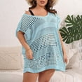 thumbnail image 1 of Vmvidoty Womens Oversized Crochet Hollow Out Swimsuit Coverup Summer 2026 Boat Neck Beach Bathing Suit Cover Up Dress Blue Free Size, 1 of 5