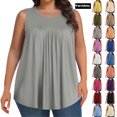 thumbnail image 1 of Vmvidoty Womens Oversized Tops Sleeveless Round Neck T-Shirt For Spring Shirts Clothes Everyday Wear Light Gray 5XL, 1 of 7