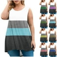 thumbnail image 1 of Vmvidoty Womens Plus Size Striped Tank Tops Flowy Loose Fit Scoop Neck Casual Summer Tops Curvy Hem Purple 4XL, 1 of 5