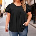thumbnail image 1 of Vmvidoty Womens Plus Size Tops Short Sleeve Tunic Crew Neck Shirts Summer Casual Loose Blouse Black XL, 1 of 7