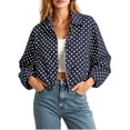 thumbnail image 1 of Vmvidoty Polka Dot Cropped Zip-Up Fashion Jackets Women's (Navy, XS), 1 of 7