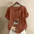 thumbnail image 1 of Vmvidoty Womens Round Neck Short Sleeve Shirts Soft Plus Size T Shirts Basic Tees for 2026 Spring and Summer Coffee L, 1 of 5
