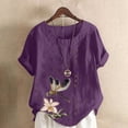 thumbnail image 1 of Vmvidoty Womens Round Neck Short Sleeve Shirts Soft Plus Size T Shirts Basic Tees for 2026 Spring and Summer Purple S, 1 of 5