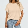 thumbnail image 1 of Vmvidoty Womens Short Sleeve T Shirts Crewneck Tops Summer Trendy Comfy Casual Basic Tee Shirt Beige M, 1 of 9