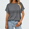 thumbnail image 1 of Vmvidoty Womens Short Sleeve T Shirts Crewneck Tops Summer Trendy Comfy Casual Basic Tee Shirt Gray S, 1 of 9