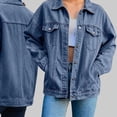 thumbnail image 1 of Vmvidoty Womens Stretch Button Down Long Sleeve Pockets Denim Jean Trucker Jacket Blue M, 1 of 8