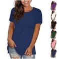 thumbnail image 1 of Vmvidoty Womens Summer Tops Plus Size Casual Round Neck Pocket T Shirt Blue S (Women's Plus）, 1 of 5