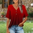 thumbnail image 1 of Vmvidoty Womens Summer Tops Short Sleeve Basic Casual V Neck T Shirts Trendy Fashion 2026 Red M, 1 of 7