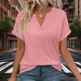 thumbnail image 1 of Vmvidoty Womens Tops V Neck Short Sleeve Summer Shirts Tunic Dressy Casual Blouses Pink XXL, 1 of 6