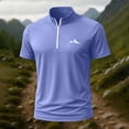 thumbnail image 1 of Vmvidoty Workwear Men's Short Sleeve Pocket T-Shirt Fitting Sport Train Zipper Stand Up Collar Top Purple S, 1 of 5