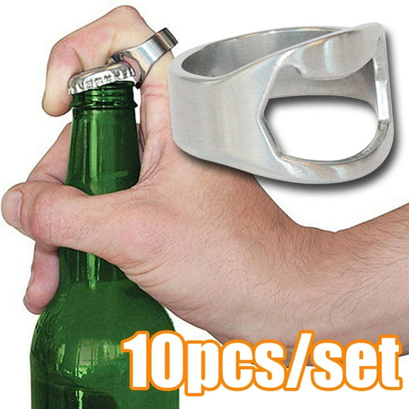 Vnanda 10Packs Custom Finger Bottle Opener Ring, Ring Bottle Opener Stainless Steel Beer Bottle Opener Colorful Finger Bottle Opener for Party Family Gift Supplies