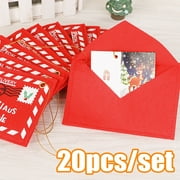 Vnanda 10Packs Santa Claus Letter Envelopes Christmas Letter Envelope to Santa Claus Xmas Candy Gift Bag Money Card Gift Holders Tree Ornament Embroidery(Red)