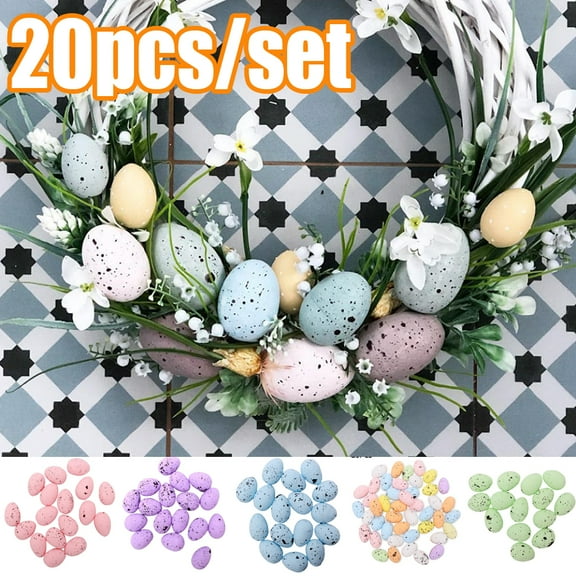 Vnanda 20Pcs Artificial Bird Eggs Craft for Home Decor Garden Ornaments DIY Easter Decoration Fake Nest Eggs for Wedding Party Decorative Photography Prop Assorted Color