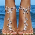 thumbnail image 1 of Vnanda 2Pcs Women's Foot Chain Barefoot Sandals Beach Wedding Jewelry Anklet with Rhinestone Toe Ring, 1 of 6