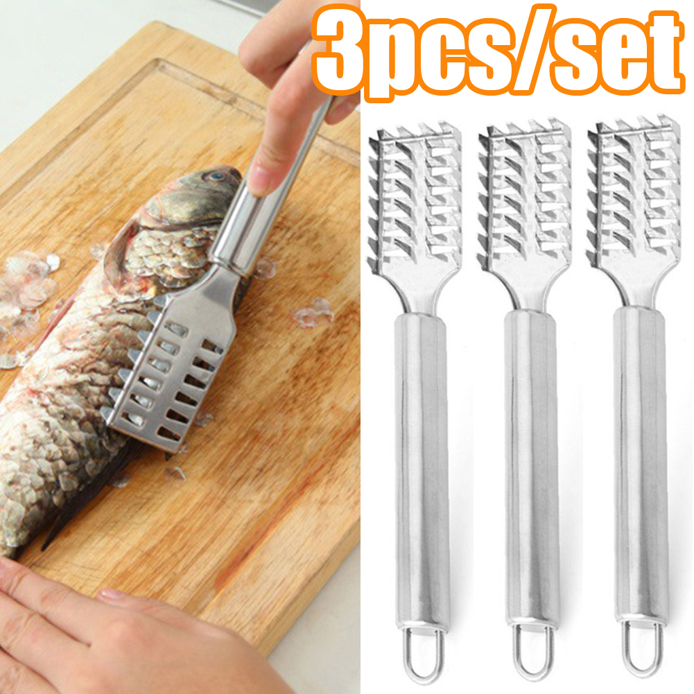 Vnanda 3Packs Stainless Steel Fish Scale Remover Cleaner Scaler Scraper Peeler Kitchen Tool,with Stainless Steel Sawtooth,Easily Remove Fish Scales Cleaning Scraper - image 1 of 1