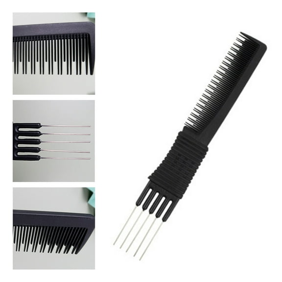 Vnanda 3Pcs/Set Carbon Lift Teasing Combs with Metal Prong Lift Teasing Comb and Hair Pick Salon Teasing Lifting Fluffing Comb for Women Most Hair Types