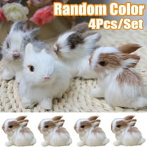 Vnanda 4Packs Mini Realistic Plush Rabbits Simulation Animal Model Decoration Lifelike Animal Bunny Toys Imitate Furry Rabbits Cute Soft Stuffed Animal Doll Birthday Gifts