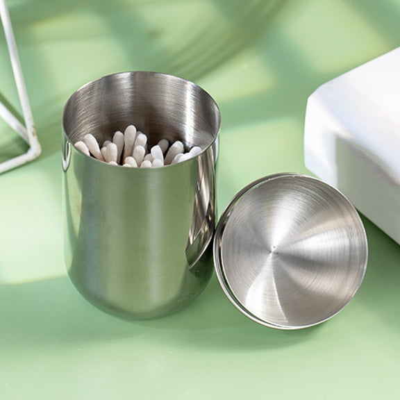 Vnanda Apothecary Jars Bathroom Vanity Organizer -Countertop Canister Jar with Storage Lid - Qtip Dispenser Holder for Qtips,Cotton Swabs,Makeup Sponges