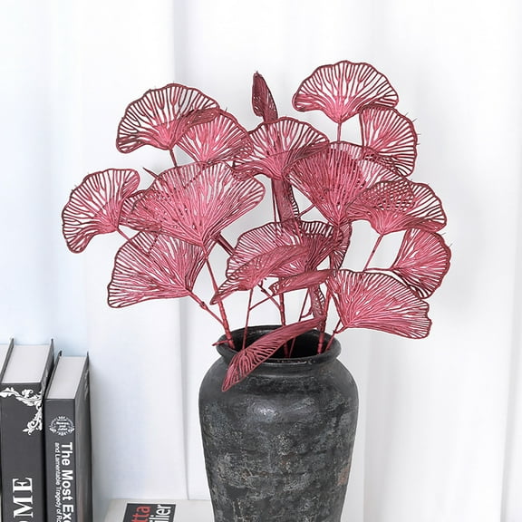 Vnanda Artificial Golden Plants for Christmas Decoration Ginkgo Leaves, Fake Plant Gold Apricot Leaf Bushes Faux Shrubs Indoor Outdoor Planter Vase Filler Home Garden Wedding Xmas Decor