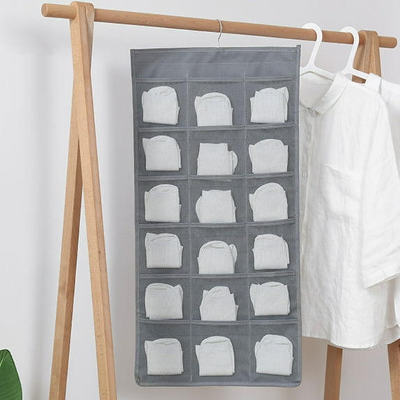 Vnanda Enlarged Closet Hanging Bra Organizer with Rotating Metal Hanger, Extra-Large Dual Sided Wall Shelf Wardrobe Mesh Pockets Hanging Storage Bag