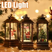 Vnanda Festive Lighted Christmas Lantern with LED Lights, Lit Winter Scene with Santa Claus with Xmas List, Tree and Snow, Best Rustic Holiday Lanterns Decor for Cabin, Fireplace