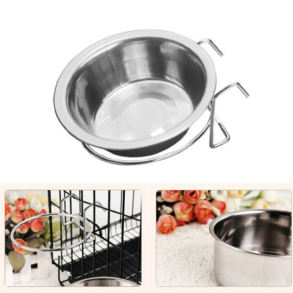 Vnanda Hanging Pet Bowl Dog Crate Bowl Dog Kennel Bowl Non Spill Stainless Steel Food Water Bowls Bunny Feeder with Hook for Dogs Cats