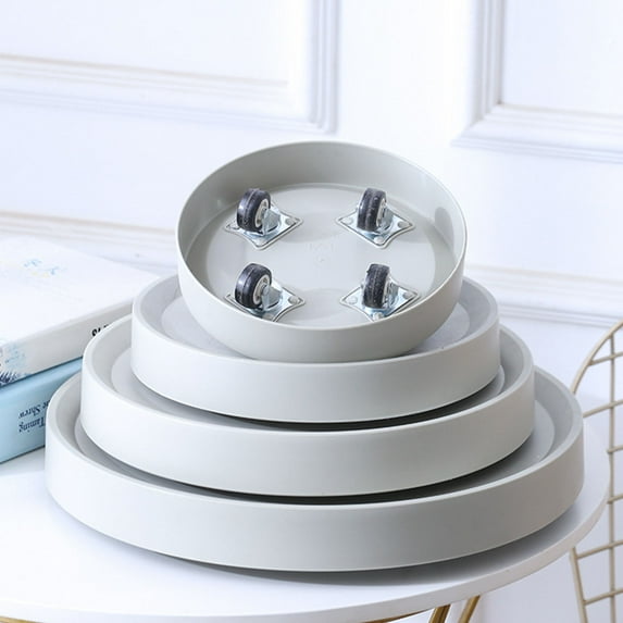 Vnanda Plant Caddy, Round Potted Plant Stand on Wheels, Heavy Duty Flower Pot Rack on Rollers Dolly Trolley Saucer Tray Pallet with Universal Wheels for Indoor Outdoor Home Garden